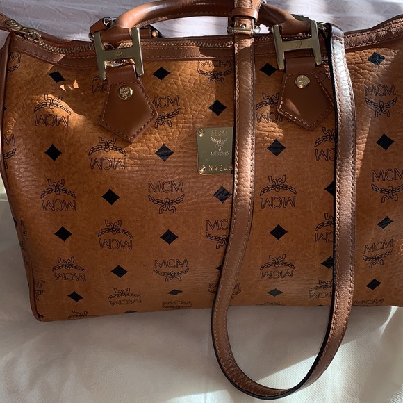 EUC MCM Cognac Visetos 2 way satchel - Picture 1 of 15